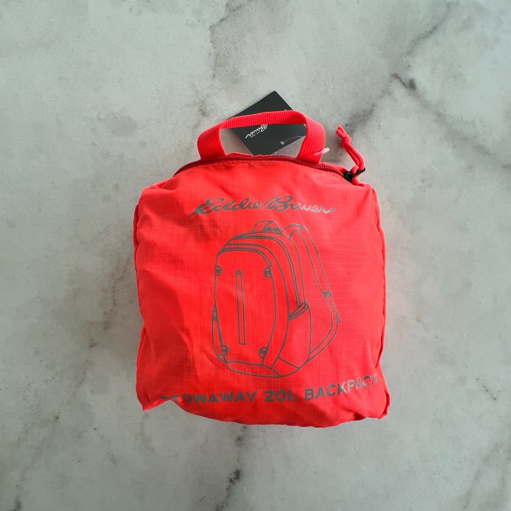 Eddie Bauer Bright Red/Orange Stowaway Packable Backpack